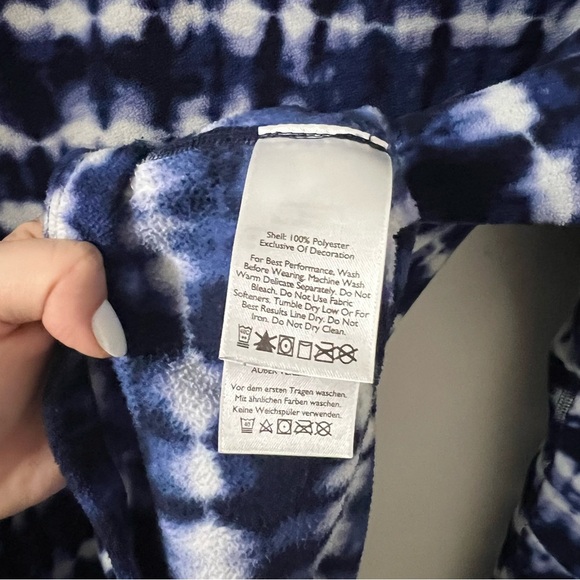 🧡Eddie Bauer Fleece 1/4 Zip Longsleeve in Dark Blue and White Tie Dye Womens L - Picture 5 of 7